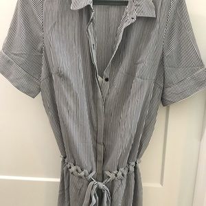 Blue and white striped short dress.